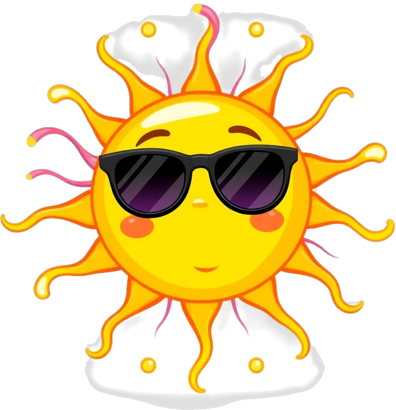 Cartoon sun sending good vibes
